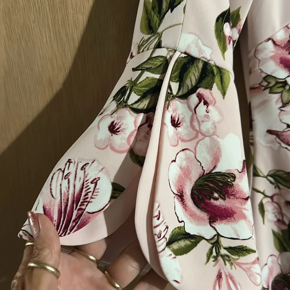 White House Black Market Pink Floral Long Sleeve Dress